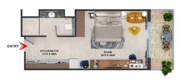 Floor Plan in Studio Apartment at Omaxe World Street, Sector 79 – for Sale