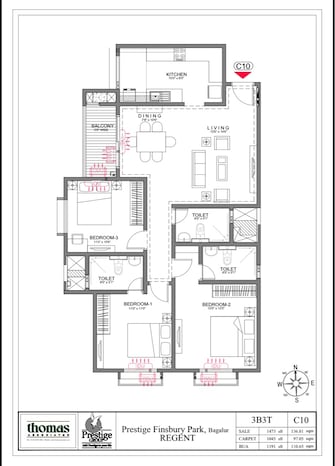 3 BHK Apartment For Resale in Prestige Finsbury Park Regent Bagaluru  Bangalore  8164420