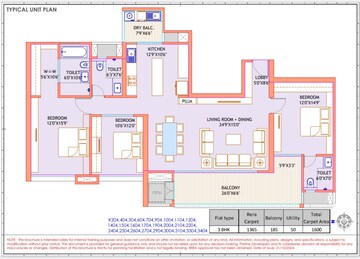 Floor Plan in 3 BHK Apartment at Pristine The Lords, Pashan – for Sale