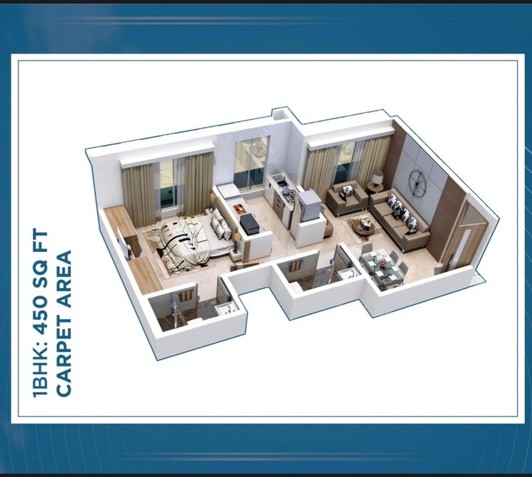 Floor Plan, aquarock-aquarose 1 Bedroom 443 Sq.Ft. Apartment In Malvani Nagar Mumbai 8168314