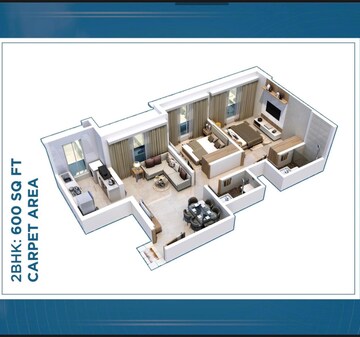 Floor Plan in 2 BHK Apartment at Aquarock Aquarose, Malvani Nagar – for Sale