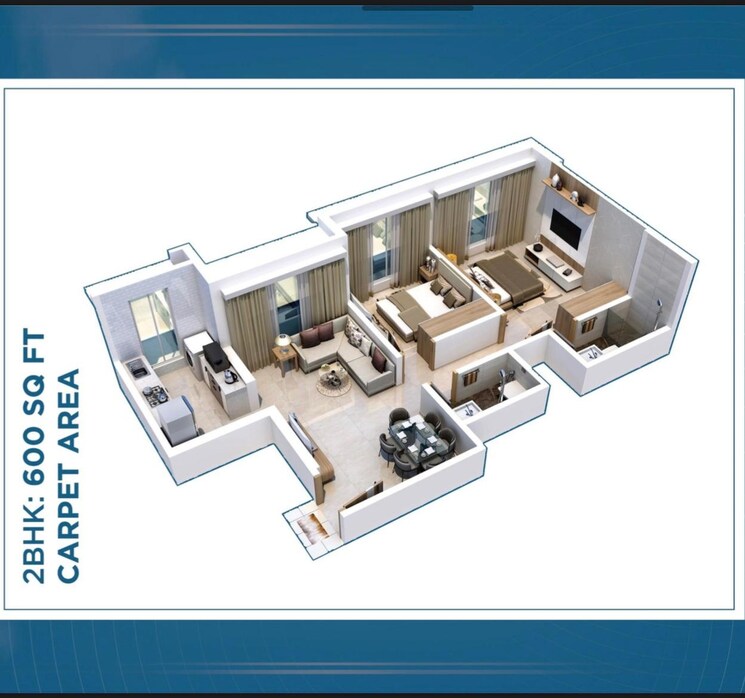 Floor Plan, aquarock-aquarose 2 Bedroom 587 Sq.Ft. Apartment In Malvani Nagar Mumbai 8168320