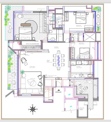 Floor Plan in 4 BHK Apartment at Infinite Poorna Apartments, Andheri West – for Sale