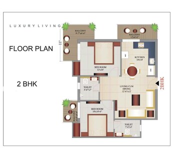 Floor Plan in 2 BHK Apartment at Ajhai Khurd – for Sale