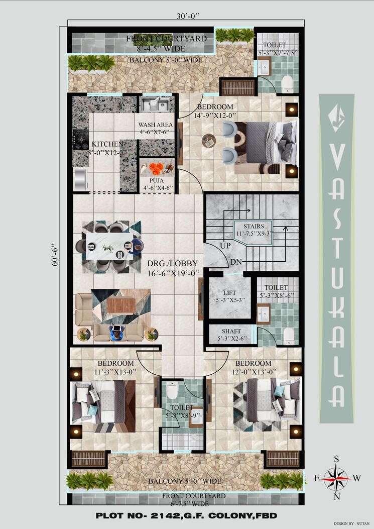 Floor Plan, sector 43 3 Bedroom 1800 Sq.Ft. Builder Floor In Sector 43 Faridabad 8171851