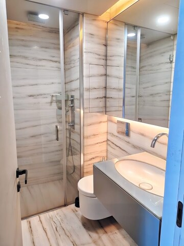 Bathroom in 3 BHK Apartment at Lodha World Crest, Worli – for Rent