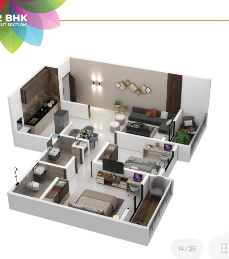 Floor Plan, global-platinum-city-light 2 Bedroom 760 Sq.Ft. Apartment In Moshi Pune 8173359