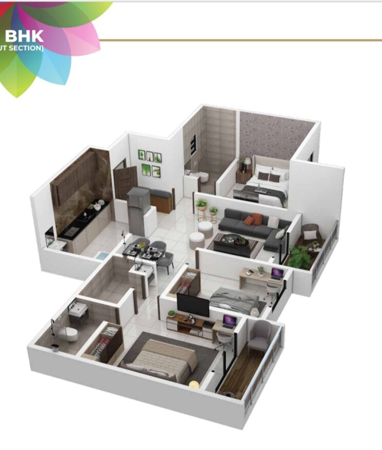 Floor Plan, global-platinum-city-light 2 Bedroom 760 Sq.Ft. Apartment In Moshi Pune 8173359