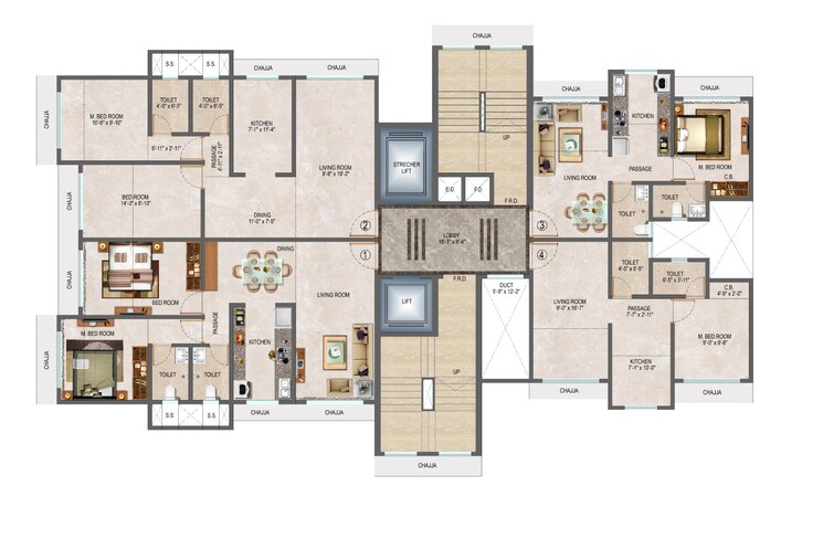 Floor Plan, siddhivinayak-kasturi-blossom 1 Bedroom 415 Sq.Ft. Apartment In Kashimira Thane 8174100