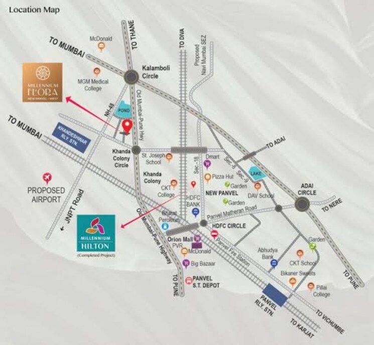 Map Location, millennium-flora 2 Bedroom 768 Sq.Ft. Apartment In New Panvel Sector 17 Navi Mumbai 8174591