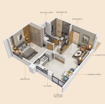 Floor Plan in 1 BHK Apartment at Ambegaon Budruk – for Sale