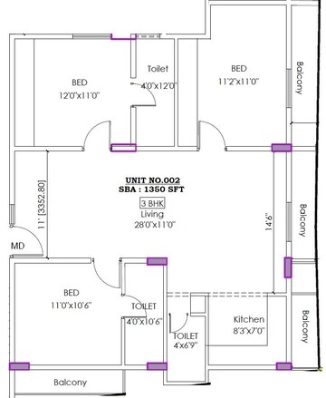 3 BHK Apartment – Map Location View at Sarjapur - for Sale
