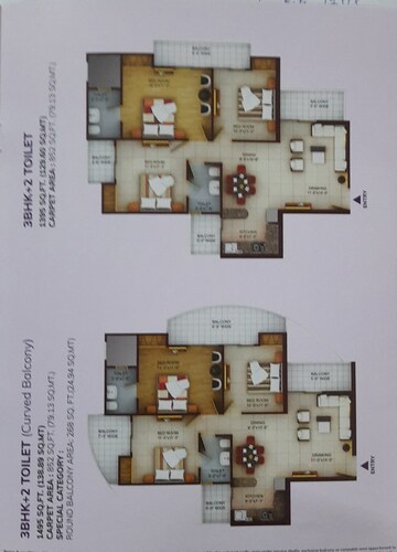Floor Plan in 3 BHK Apartment at Samridhi Luxuriya Avenue, Sector 150 – for Sale