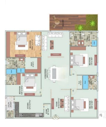 Floor Plan in 4 BHK Apartment at Madhapur – for Sale