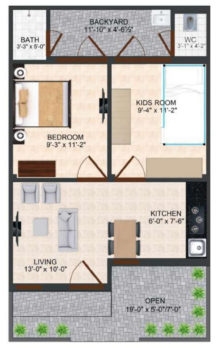 Floor Plan, halwasiya-shivlar-sambandh 4 Bedroom 645 Sq.Ft. Apartment In Sultanpur Road Lucknow 8180558