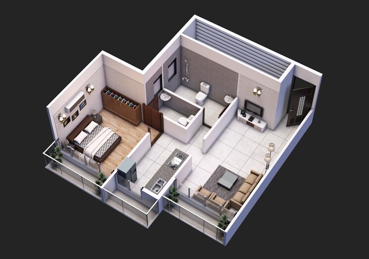 Floor Plan, sg-ashtavinayak-miracle 2 Bedroom 580 Sq.Ft. Apartment In Dapoli Navi Mumbai 8180584