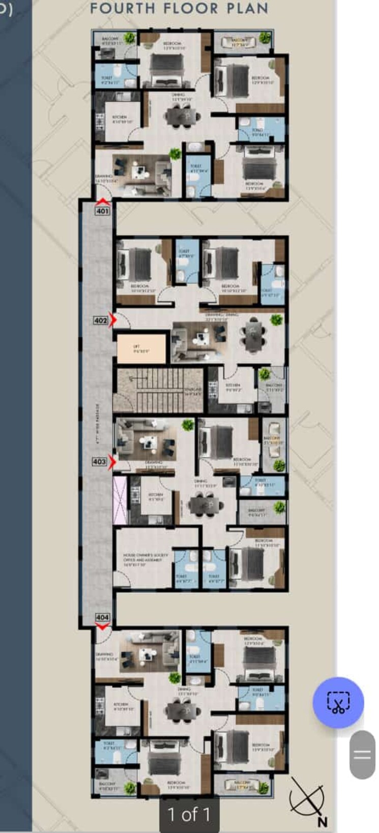 Floor Plan, pahala 3 Bedroom 1654 Sq.Ft. Apartment In Pahala Bhubaneswar 8180740