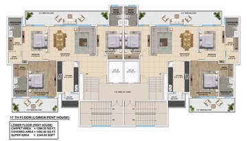 Floor Plan in 3 BHK Apartment at The Ananta Aspire, Utrathiya – for Sale