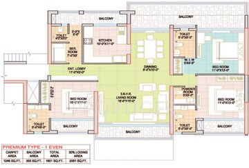 Floor Plan in 3.5 BHK Apartment at North Tt Nagar – for Sale