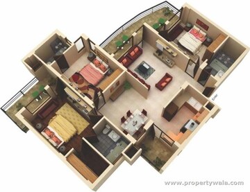 Floor Plan in 3 BHK Apartment at Dhakoli Village – for Sale