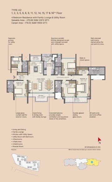 Floor Plan in 5 BHK Apartment at Elan The Presidential, Sector 106 – for Sale