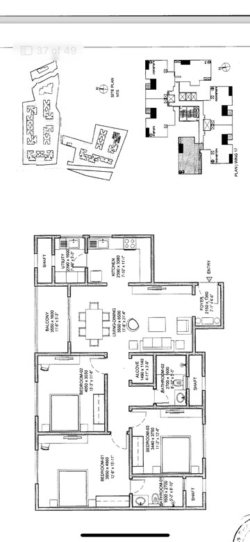 Floor Plan in 3 BHK Apartment at Sobha Neopolis, Panathur – for Sale