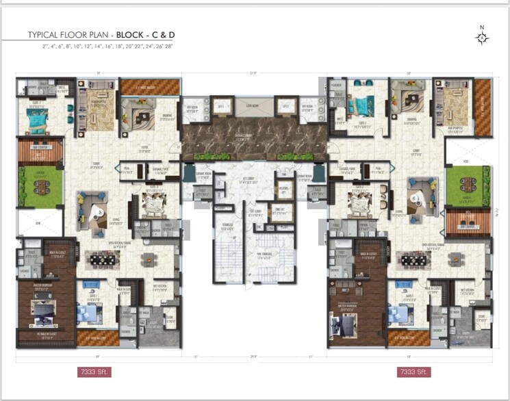 Floor Plan, sri-fortune-sonthalia-sky-villas 4 Bedroom 7333 Sq.Ft. Apartment In Kokapet Hyderabad 8192744