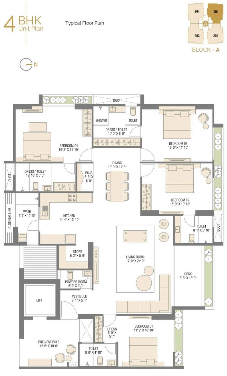 Floor Plan, thaltej 4 Bedroom 4000 Sq.Ft. Apartment In Thaltej Ahmedabad 8192850