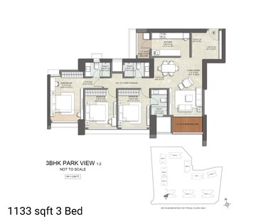 Floor Plan in 2 BHK Apartment at Kalpataru Parkcity, Kolshet Road – for Sale