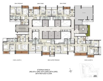 Floor Plan in 2 BHK Apartment at Kalpataru Parkcity, Kolshet Road – for Sale