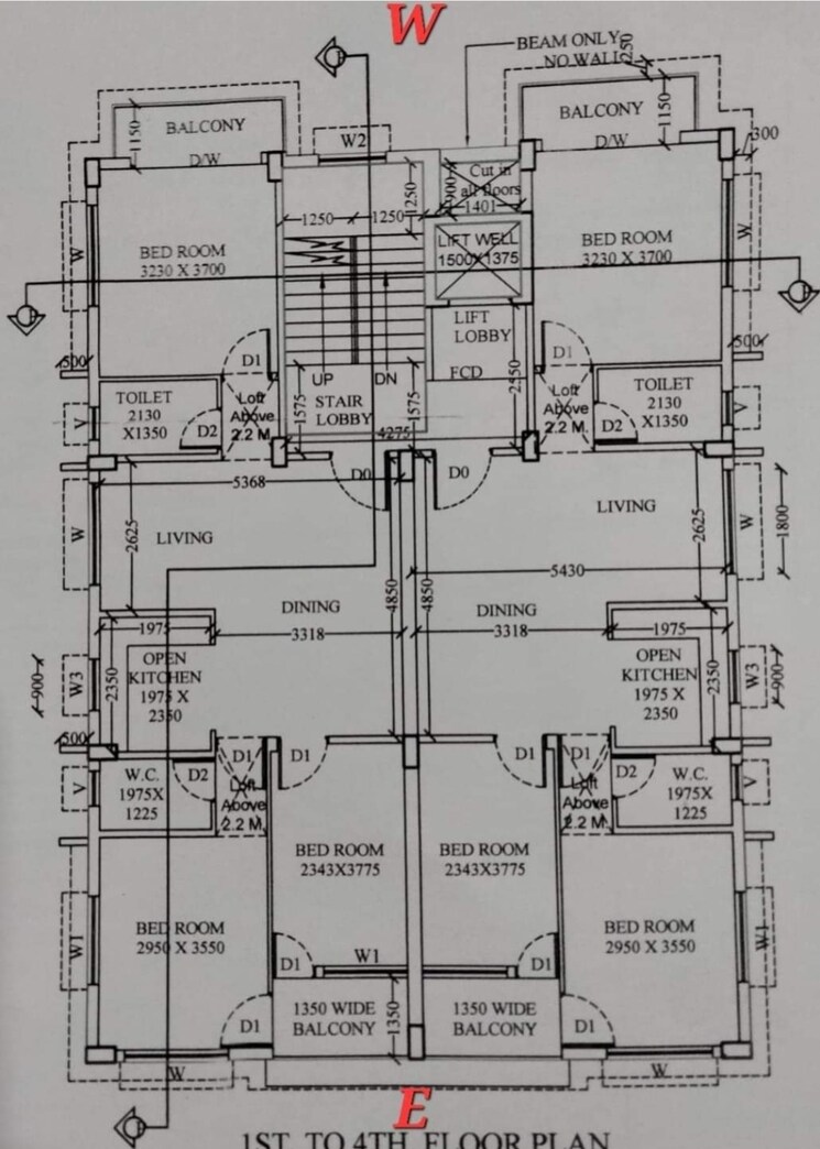 Floor Plan, new town action area ii 3 Bedroom 1250 Sq.Ft. Apartment In New Town Action Area ii Kolkata 8194058