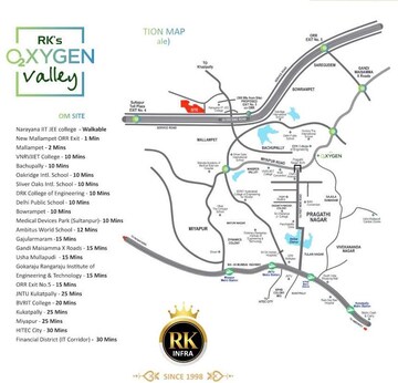 3 BHK Apartment – Map Location View at RK Oxygen Valley, Mallampet - for Sale