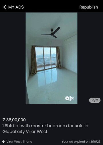 Room in 1 BHK Apartment at Bachraj Legend, Virar West – for Rent