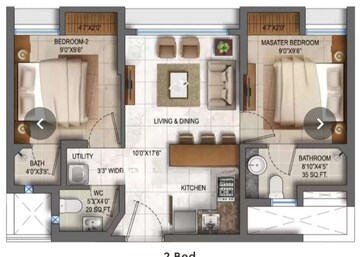 Floor Plan in 2 BHK Apartment at Lodha Crown Quality Homes, Majiwada – for Rent