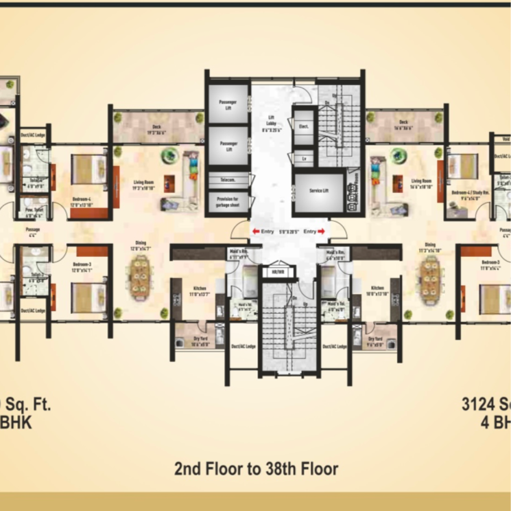 Floor Plan, snn-clermont 4 Bedroom 3124 Sq.Ft. Apartment In Veerannapalya Bangalore 8201150