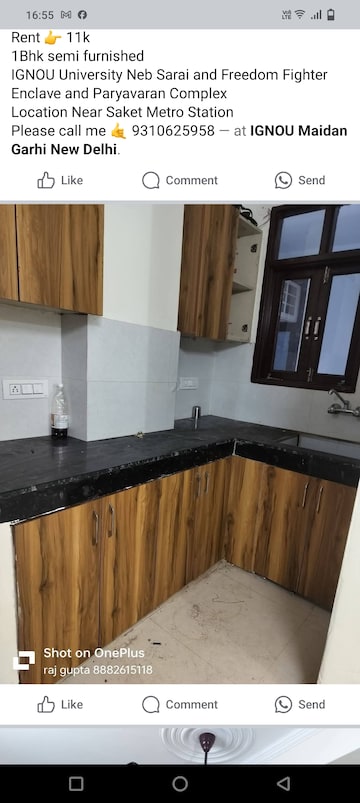 Kitchen in 1 BHK Builder Floor at Saket – for Rent