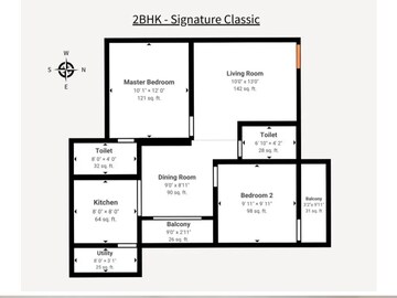 Floor Plan in 2 BHK Apartment at Signature Classic, Sarjapur – for Sale