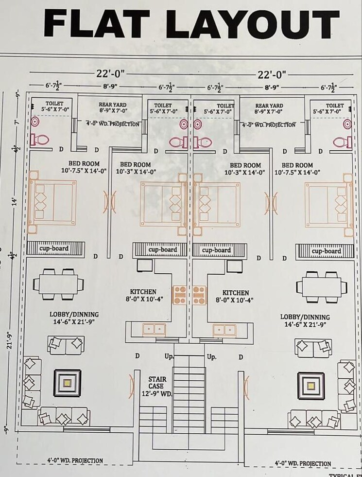 Floor Plan, sector 117 2 Bedroom 1080 Sq.Ft. Builder Floor In Sector 117 Mohali 8202976