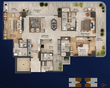 Floor Plan in 4 BHK Apartment at TREVOC Royal Residences, Sector 56 – for Sale