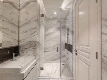 Bathroom in 3 BHK Apartment at Bhartiya Leela Residences, Thanisandra Main Road – for Rent