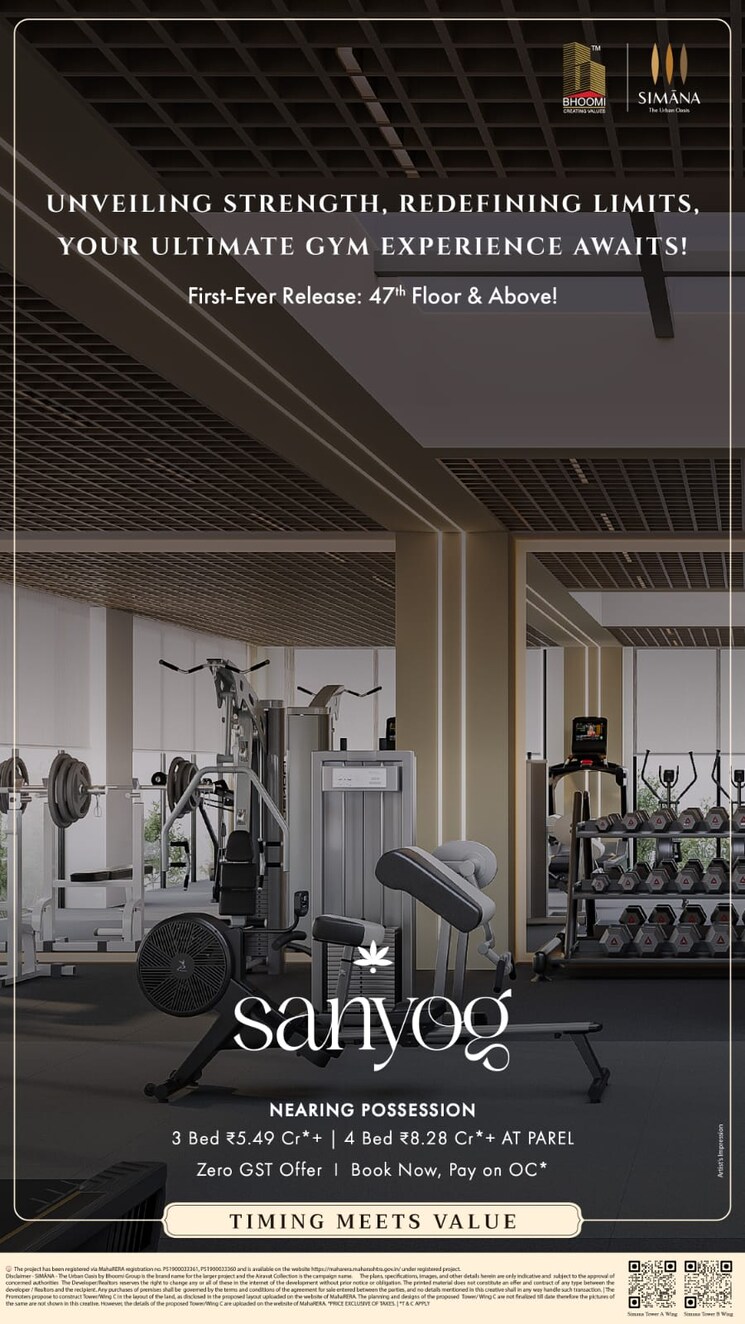 Gym, bhoomi-simana 3 Bedroom 1177 Sq.Ft. Apartment In Parel Mumbai 8206780