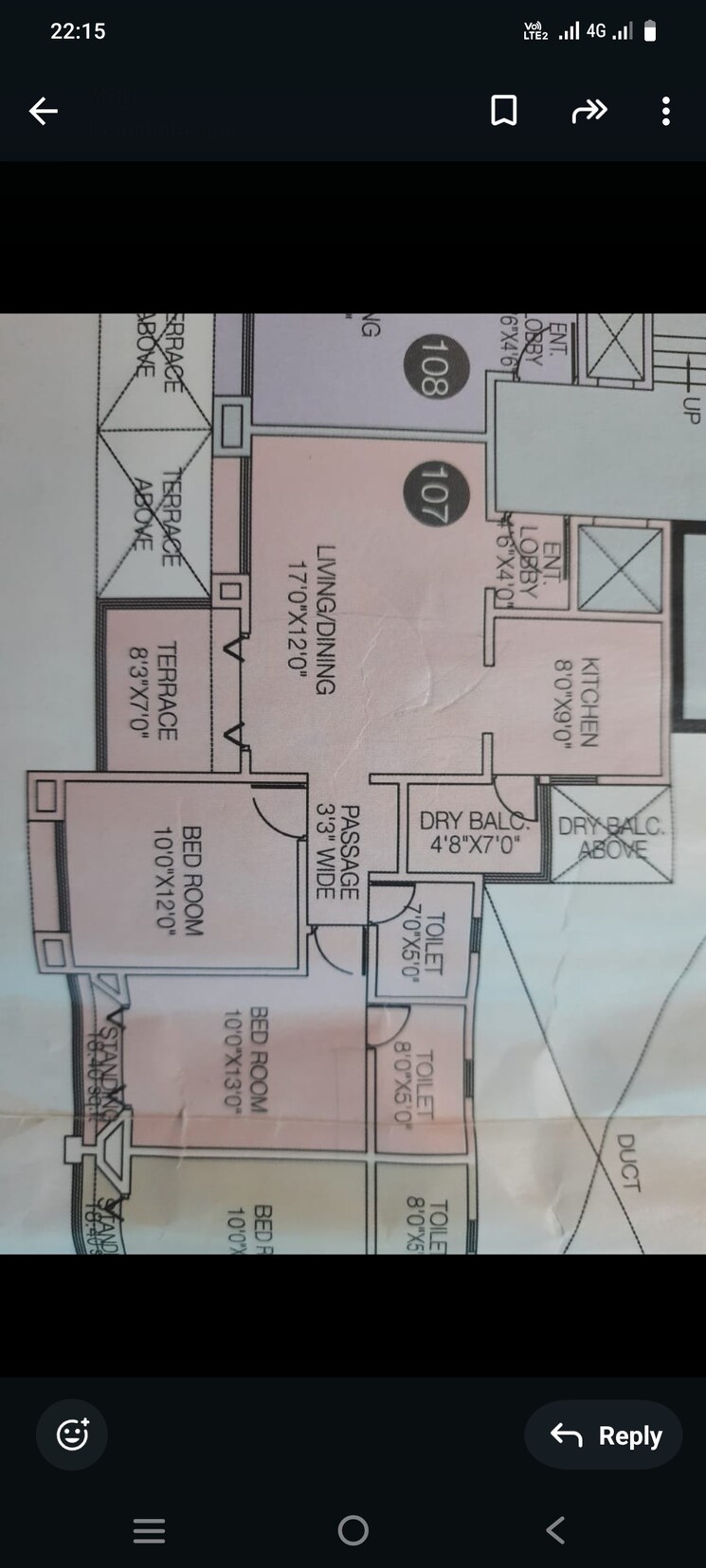 Floor Plan, bhojwani-the-nook 2 Bedroom 1017 Sq.Ft. Apartment In Tathawade Pune 8206800