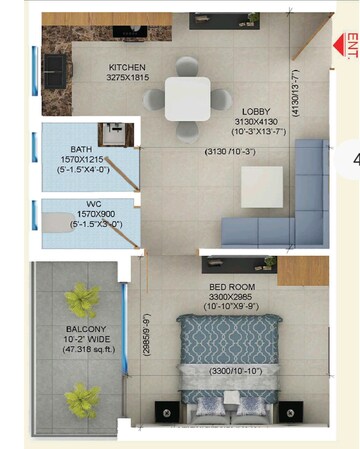 Floor Plan in 3 BHK Apartment at Sudarshan Amrit Homes, Sector 88 – for Sale