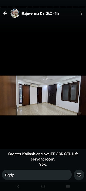 Room in 3 BHK Builder Floor at Greater Kailash I – for Rent