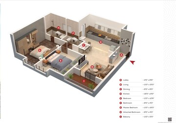 Floor Plan in 2 BHK Apartment at Urban The Landmark, Undri – for Sale