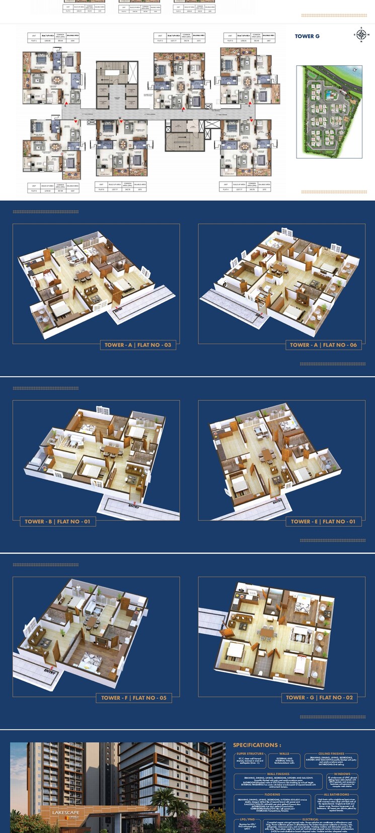 undefined, candeur-lakescape 3 Bedroom 1643 Sq.Ft. Apartment In Kondapur Hyderabad 8209921