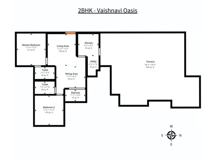 Floor Plan, vaishnavi-oasis 2 Bedroom 1350 Sq.Ft. Apartment In Jp Nagar Bangalore 8210133