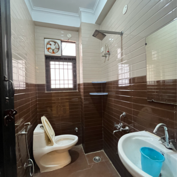 Bathroom in 1 BHK Builder Floor at Freedom Fighters Enclave – for Rent