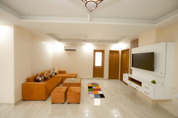 Living Room in 3 BHK Builder Floor at Ansal Sushant Apartments, Sushant Lok I – for Rent