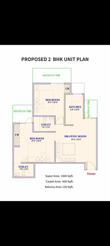 Floor Plan in 2 BHK Apartment at Adore Prima, Sector 72 – for Sale